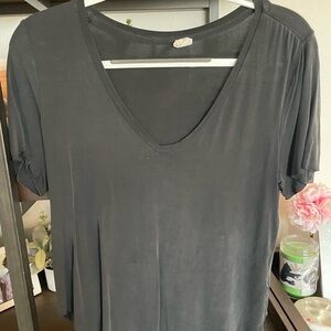 Me to We Charcoal V-Neck Short Sleeve Top
